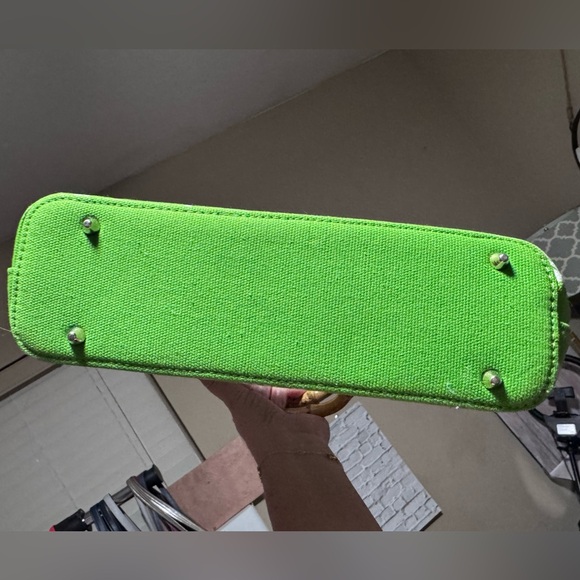 Kate Spade Green and White Floral Tote w rhinestones & Bamboo Handles - EUC Rare - Picture 15 of 16